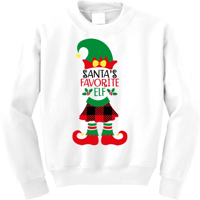 Santa's Favorite Elf Cute Christmas Holiday Kids Sweatshirt