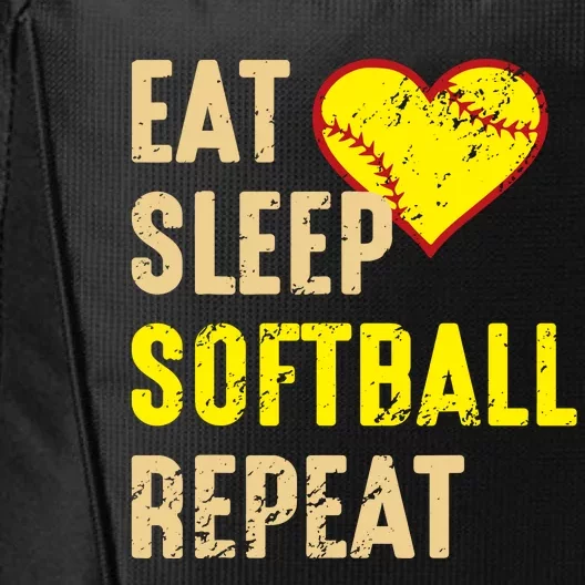 Softball Funny Eat Sleep Softball Repeat Girl Softball City Backpack