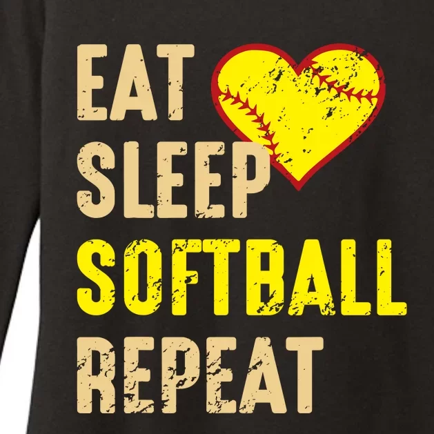 Softball Funny Eat Sleep Softball Repeat Girl Softball Womens CVC Long Sleeve Shirt