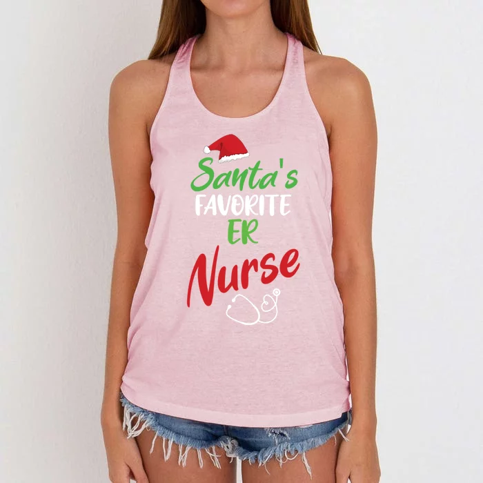 Santas Favorite Er Nurse Christmas Nursing Funny Gift Women's Knotted Racerback Tank