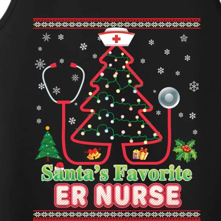 Santas Favorite Er Nurse Christmas Tree Stethoscope Sweater Gift Performance Tank