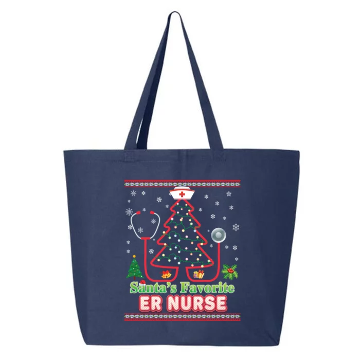 Santas Favorite Er Nurse Christmas Tree Stethoscope Sweater Gift 25L Jumbo Tote