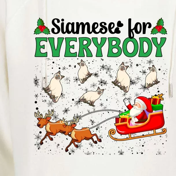 Siamese For Everybody Christmas Siamese Cat Xmas Party Funny Gift Womens Funnel Neck Pullover Hood