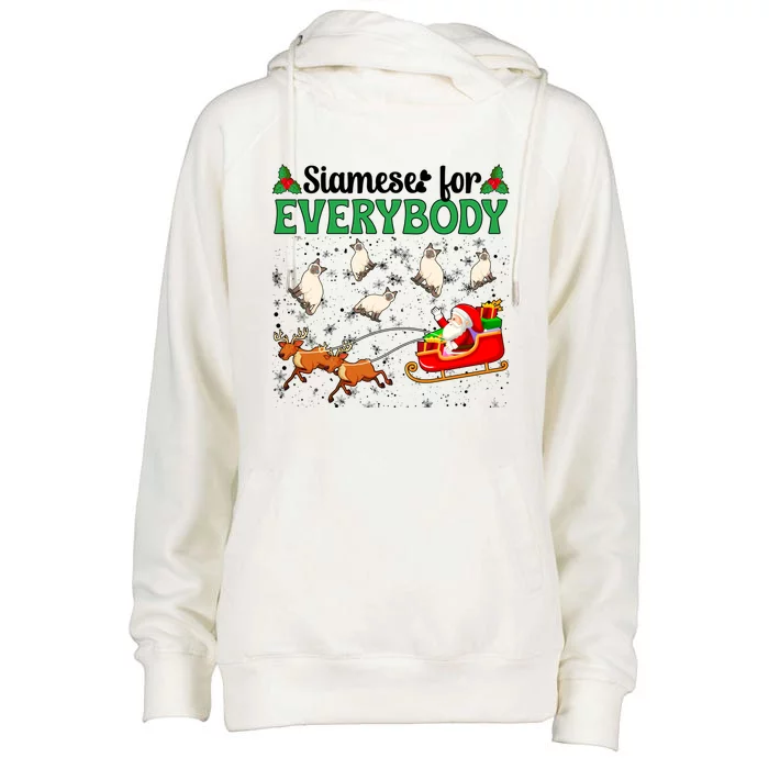 Siamese For Everybody Christmas Siamese Cat Xmas Party Funny Gift Womens Funnel Neck Pullover Hood