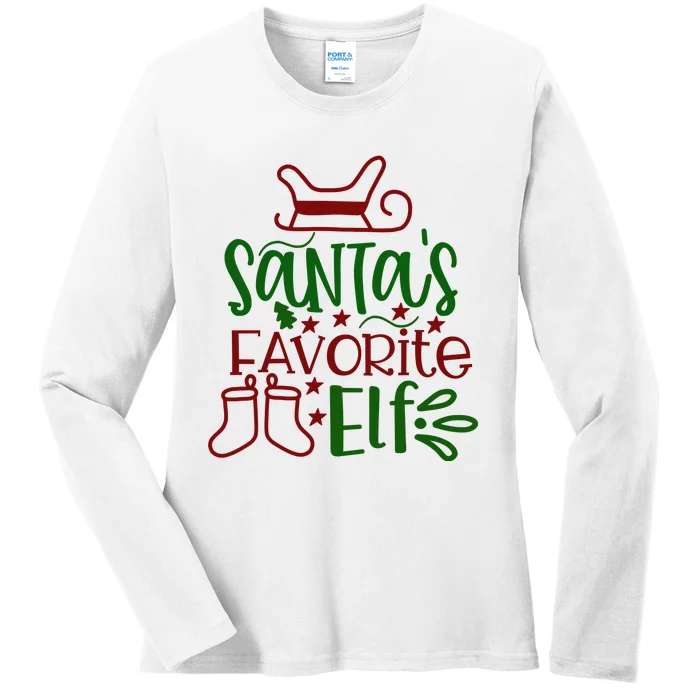 Santa's Favorite Elf Ladies Long Sleeve Shirt