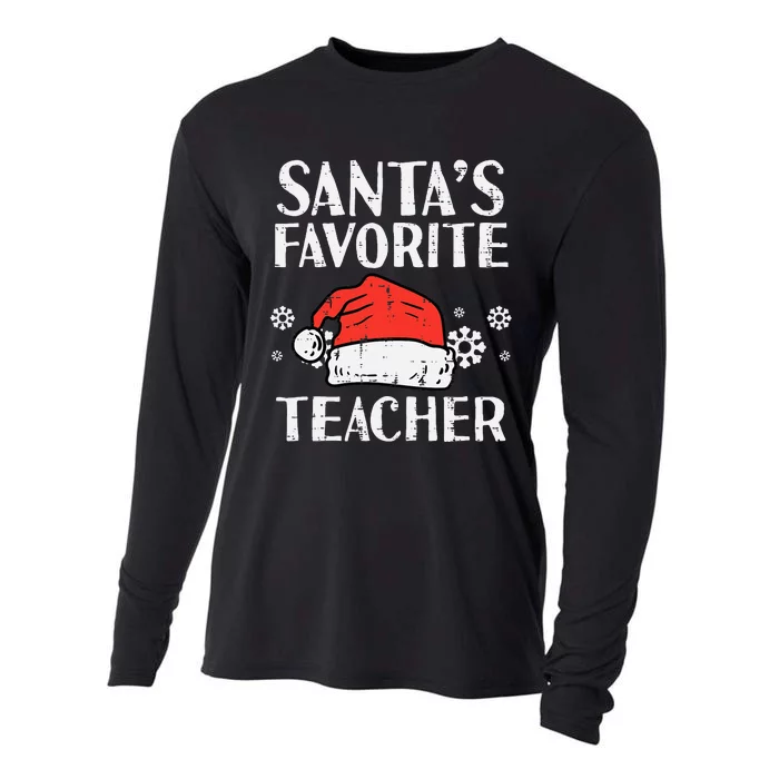 Santa's Favorite Educator Funny Christmas Gift Cooling Performance Long Sleeve Crew