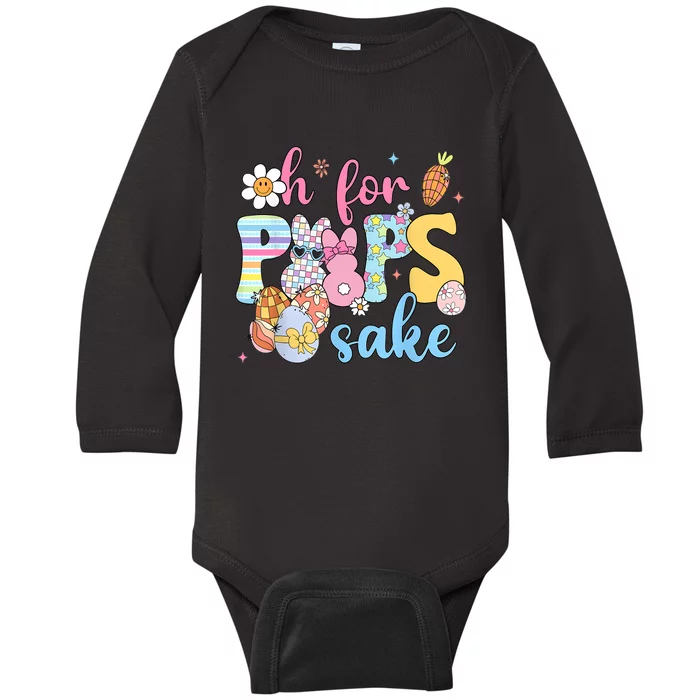 Sake Funny Easter Bunny Print Glasses Happy Easter Baby Long Sleeve Bodysuit