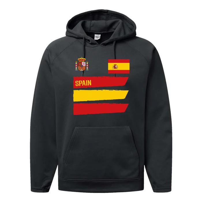 Spain Flag Espana Football Soccer Fan Performance Fleece Hoodie