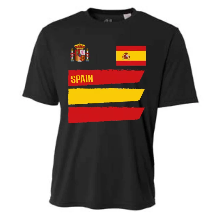 Spain Flag Espana Football Soccer Fan Cooling Performance Crew T-Shirt