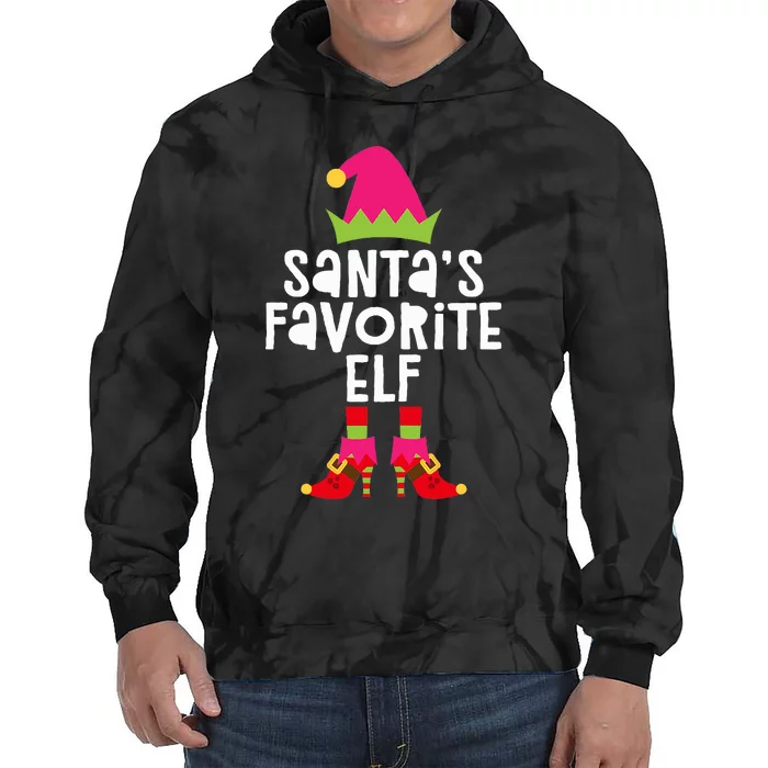 Santa's Favorite Elf  Matching Christmas Elf Tie Dye Hoodie