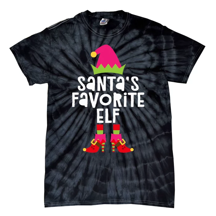 Santa's Favorite Elf  Matching Christmas Elf Tie-Dye T-Shirt