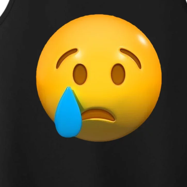 Sad Face Emoji Crying Tear Drop Performance Tank