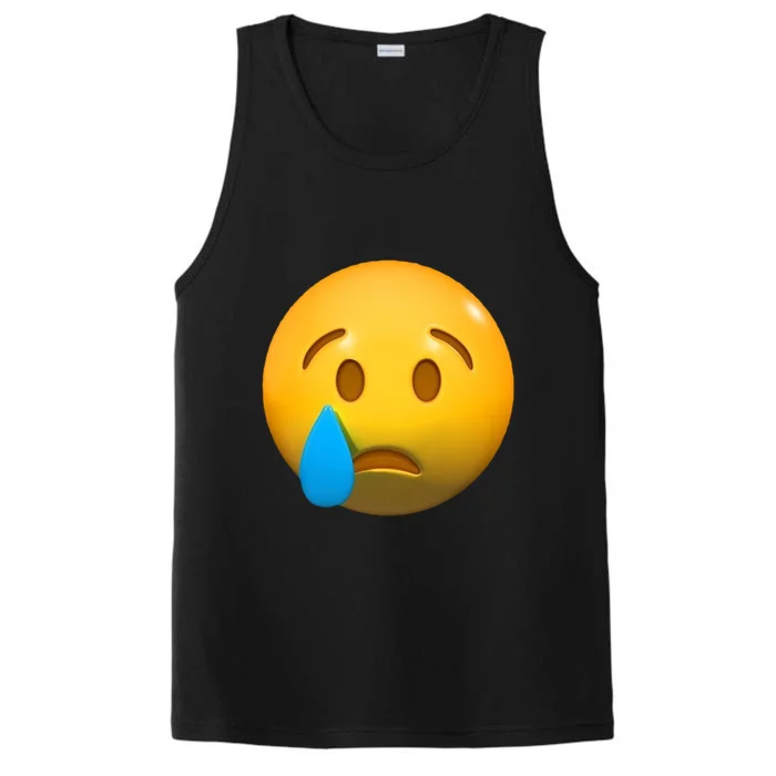 Sad Face Emoji Crying Tear Drop Performance Tank