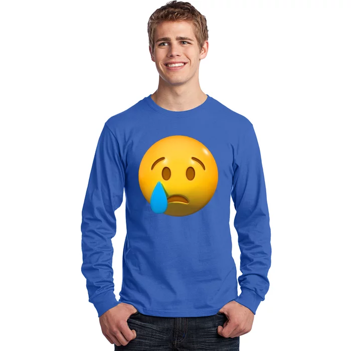 Sad Face Emoji Crying Tear Drop Long Sleeve Shirt