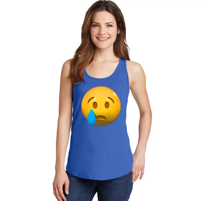 Sad Face Emoji Crying Tear Drop Ladies Essential Tank