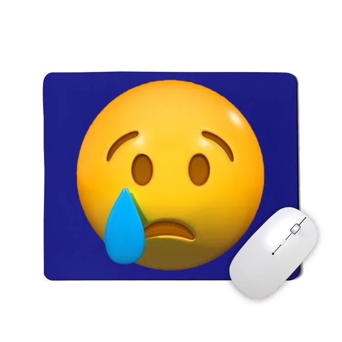 Sad Face Emoji Crying Tear Drop Mousepad