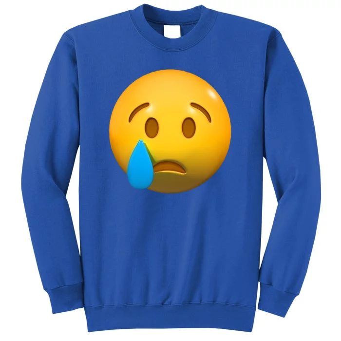 Sad Face Emoji Crying Tear Drop Tall Sweatshirt