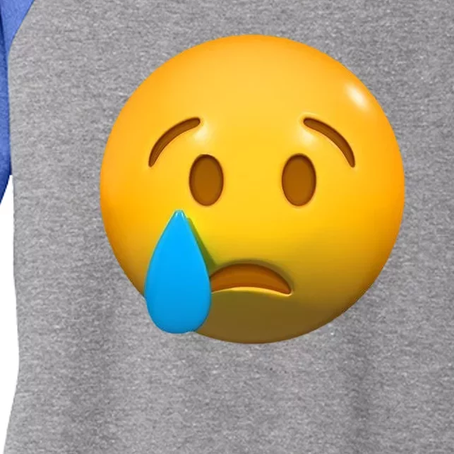 Sad Face Emoji Crying Tear Drop Women's Tri-Blend 3/4-Sleeve Raglan Shirt