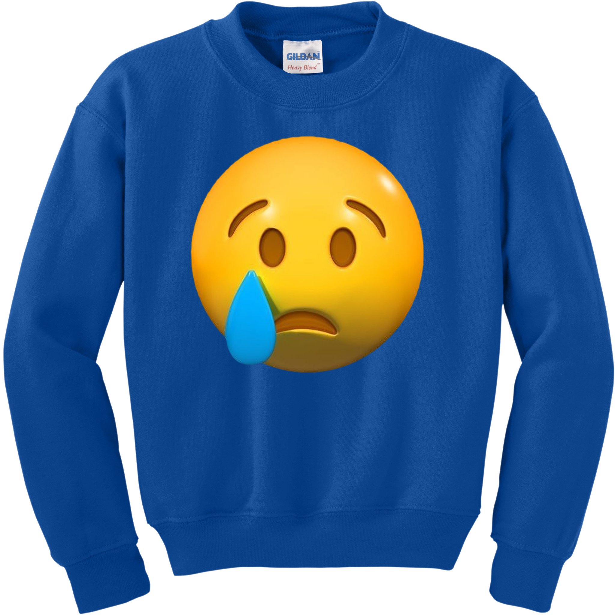 blue emoji crew neck