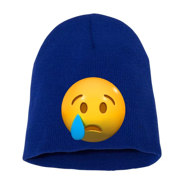 Sad Face Emoji Crying Drop Short Beanie TeeShirtPalace