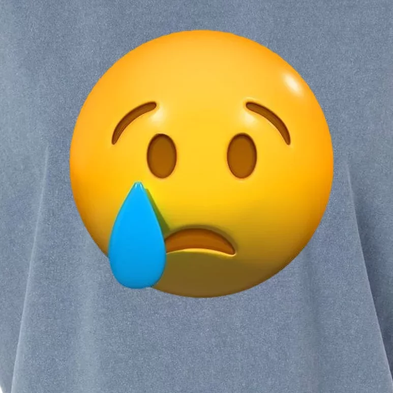 Sad Face Emoji Crying Tear Drop Garment-Dyed Women's Muscle Tee