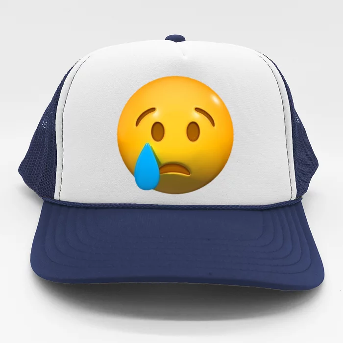 Sad Face Emoji Crying Tear Drop Trucker Hat