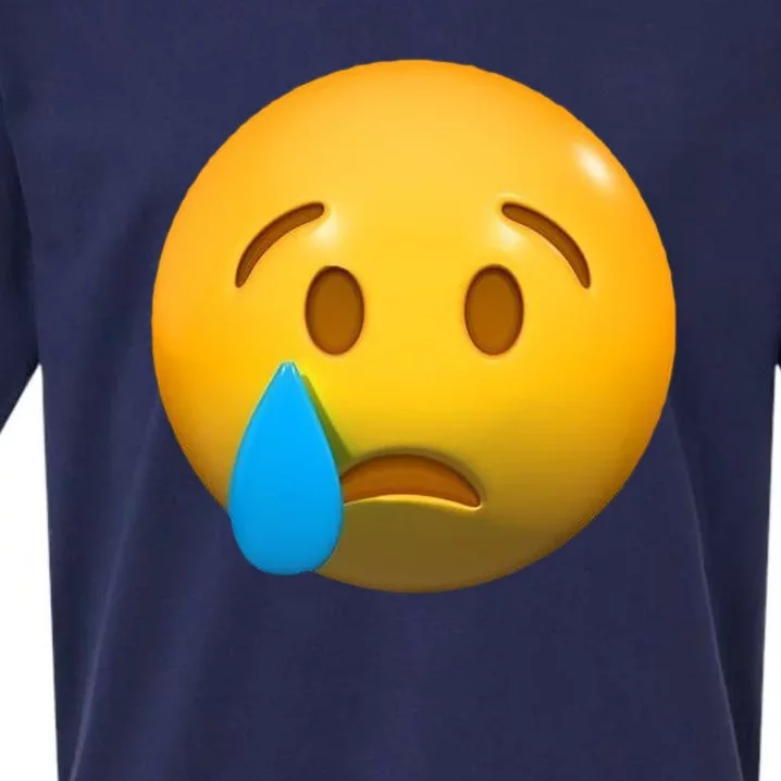 Sad Face Emoji Crying Tear Drop Sueded Cloud Jersey T-Shirt