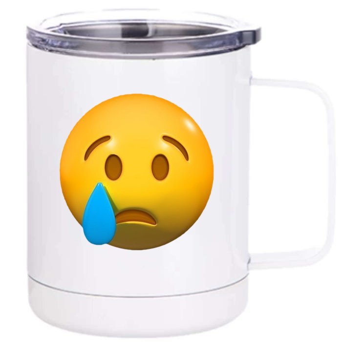 Sad Face Emoji Crying Tear Drop Front & Back 12oz Stainless Steel Tumbler Cup