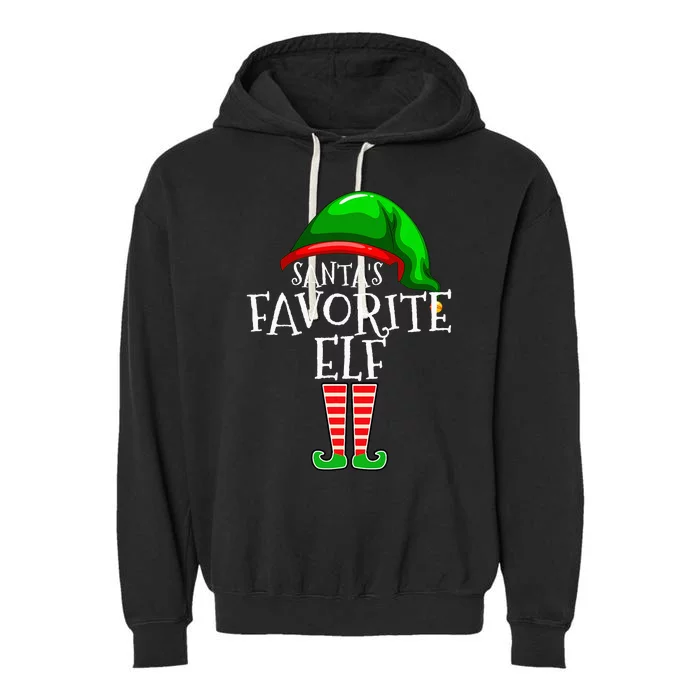 SantaS Favorite Elf Group Matching Family Christmas Garment-Dyed Fleece Hoodie