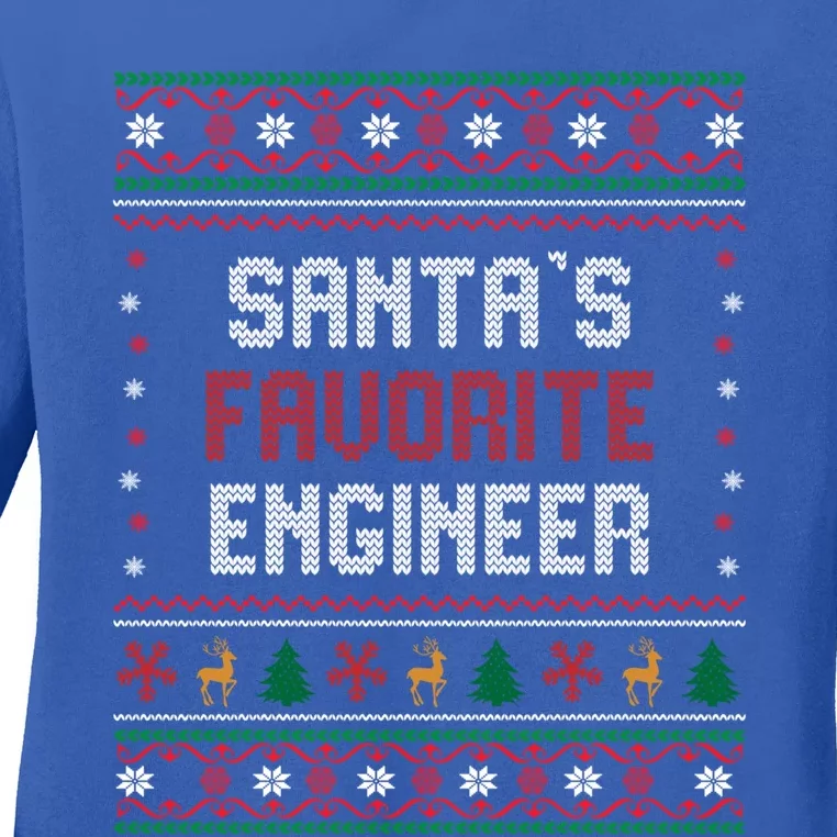 Santas Favorite Engineer Gift Funny Chritsmas Pajama Xmas Gift Ladies Long Sleeve Shirt