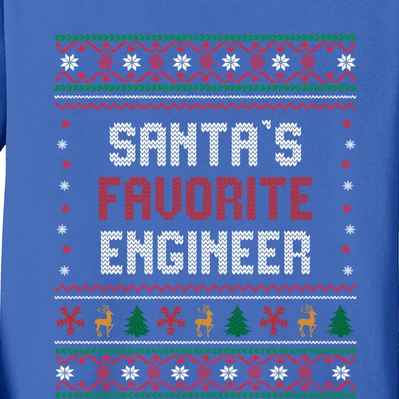 Santas Favorite Engineer Gift Funny Chritsmas Pajama Xmas Gift Kids Long Sleeve Shirt