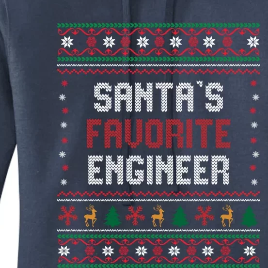 Santas Favorite Engineer Gift Funny Chritsmas Pajama Xmas Gift Women's Pullover Hoodie