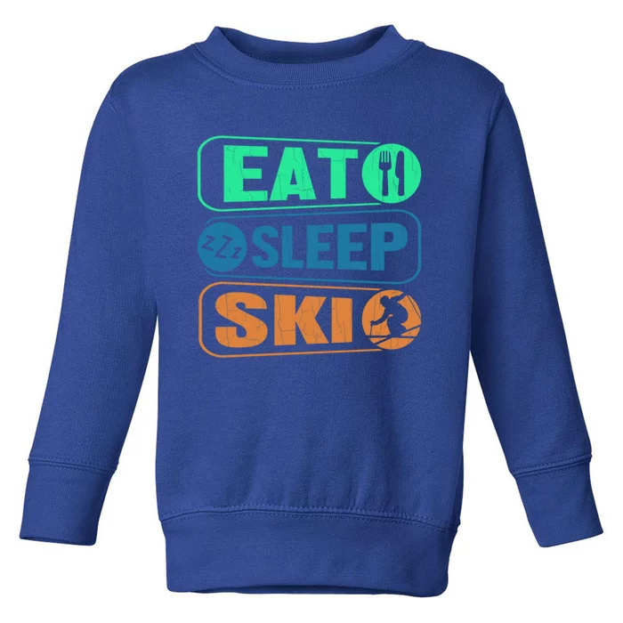 Skiing Funny Eat Sleep Ski Expert Snow Lover Skier Graphic Gift Toddler Sweatshirt