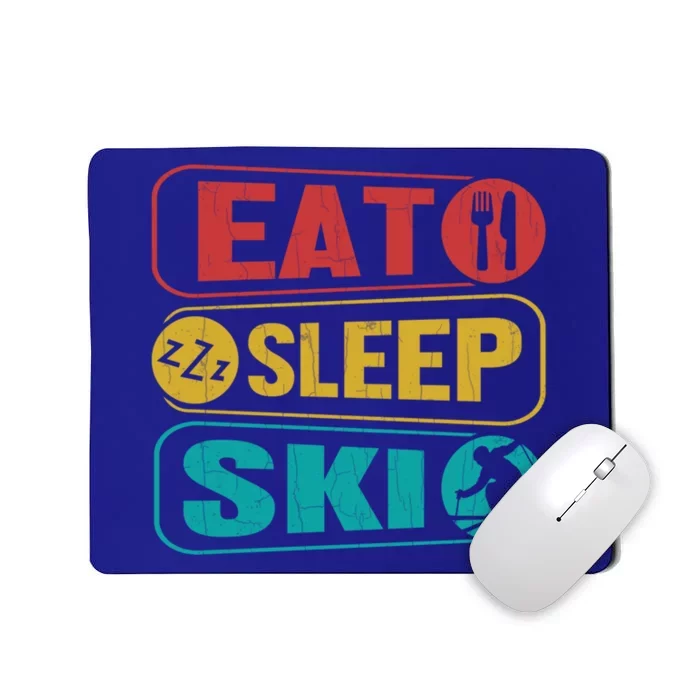 Skiing Funny Eat Sleep Ski Expert Snow Lover Skier Graphic Meaningful Gift Mousepad