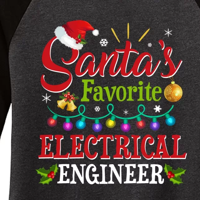 Santas Favorite Electrical Engineer Christmas Lights Women's Tri-Blend 3/4-Sleeve Raglan Shirt