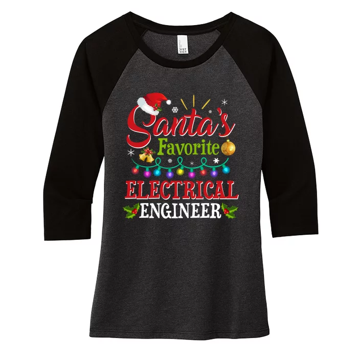 Santas Favorite Electrical Engineer Christmas Lights Women's Tri-Blend 3/4-Sleeve Raglan Shirt