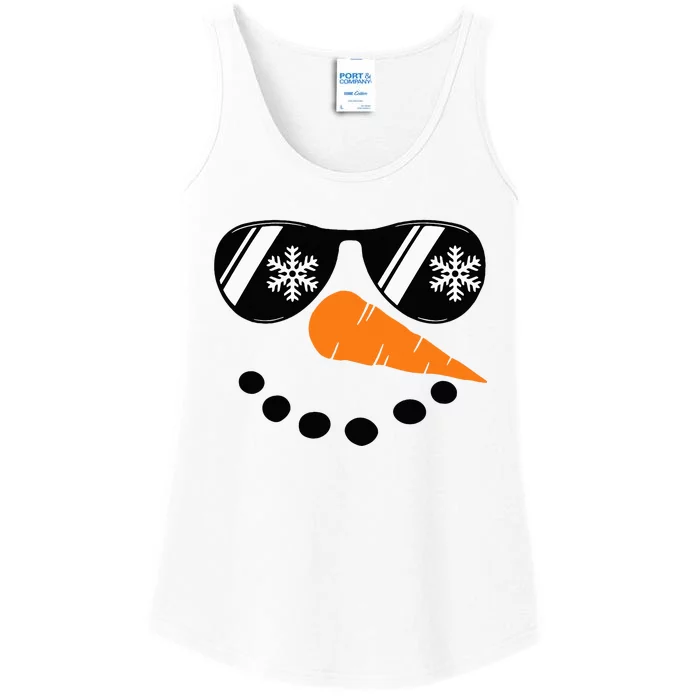 Snowman Face Family Christmas Matching Costume Ladies Essential Tank