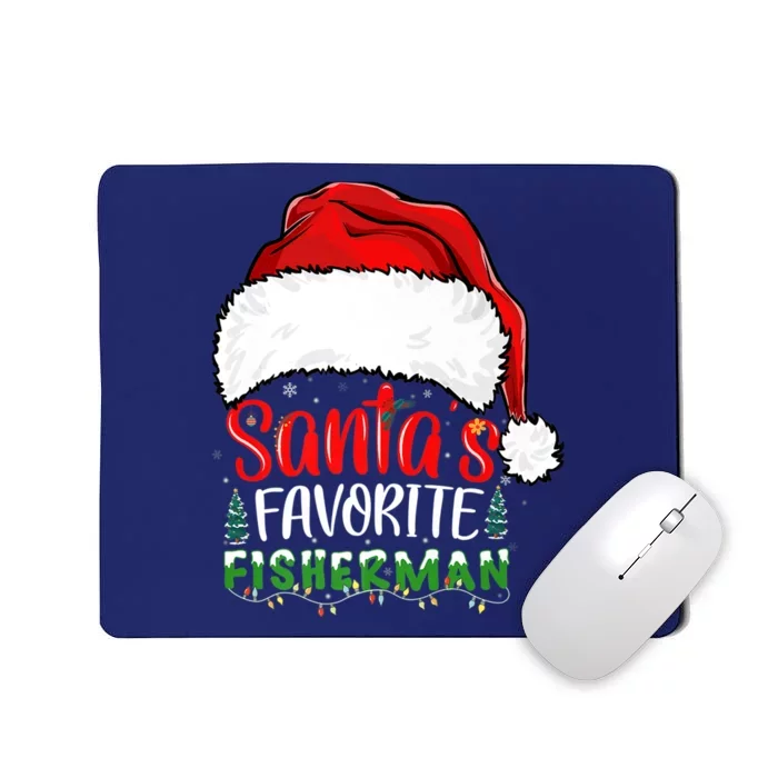 Santa's Favorite Fisherman Santa's Hat Christmas Fishing Premium Mousepad