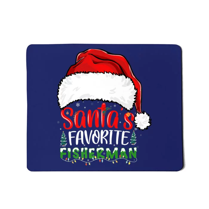 Santa's Favorite Fisherman Santa's Hat Christmas Fishing Premium Mousepad