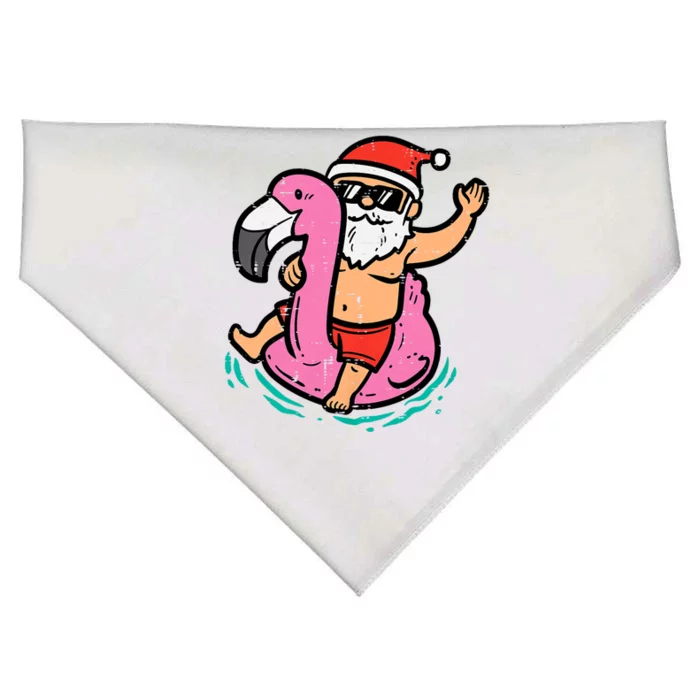 Santa Flamingo Floatie Funny Christmas In July Summer Xmas USA-Made Doggie Bandana