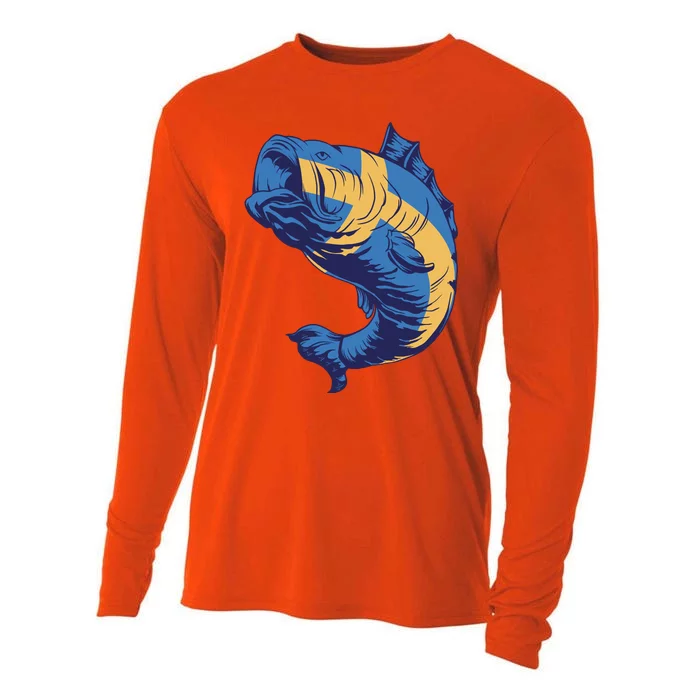 Swedish Flag Fish Cooling Performance Long Sleeve Crew