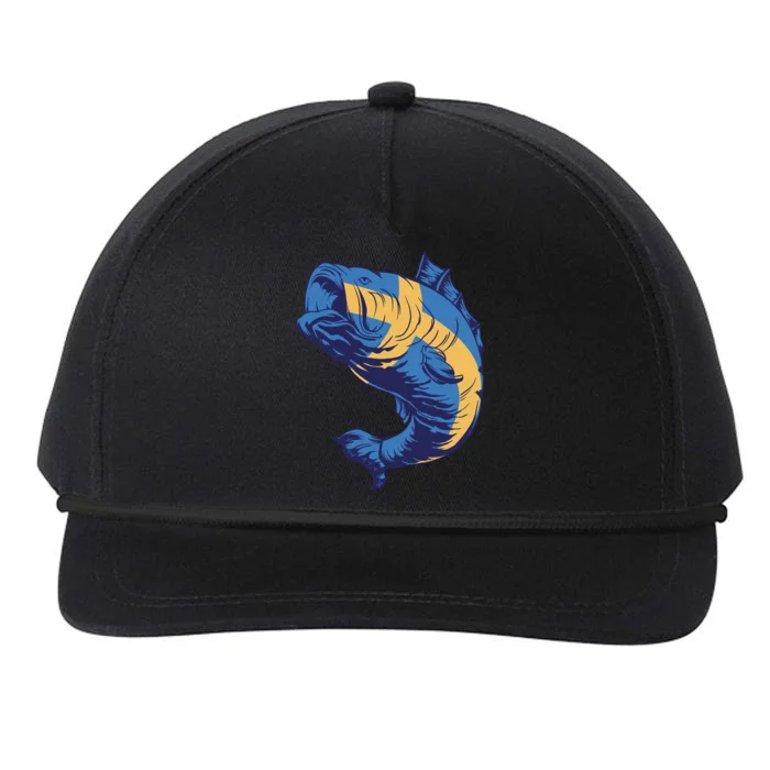 Swedish Flag Fish Snapback Five-Panel Rope Hat