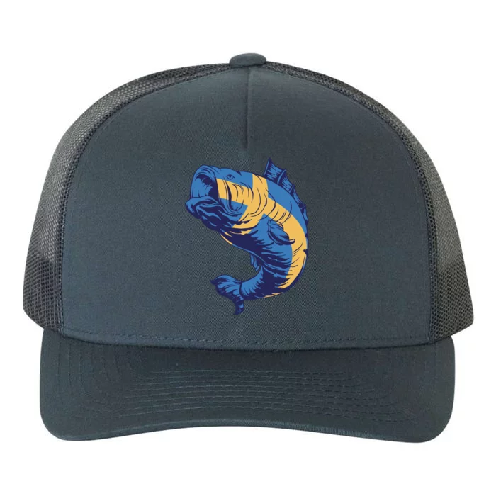 Swedish Flag Fish Yupoong Adult 5-Panel Trucker Hat