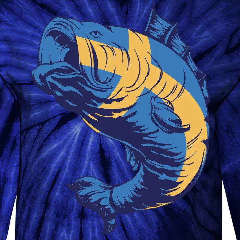 Swedish Flag Fish Tie-Dye Long Sleeve Shirt