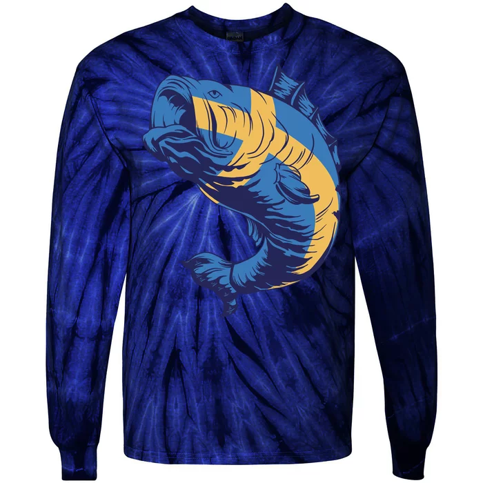 Swedish Flag Fish Tie-Dye Long Sleeve Shirt