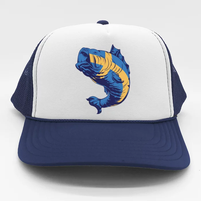 Swedish Flag Fish Trucker Hat