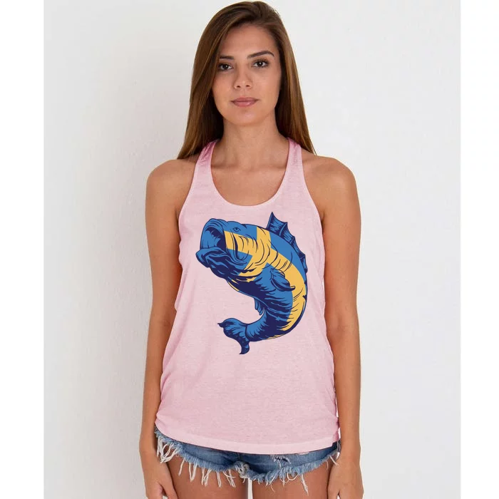 Swedish Flag Fish Women's Knotted Racerback Tank