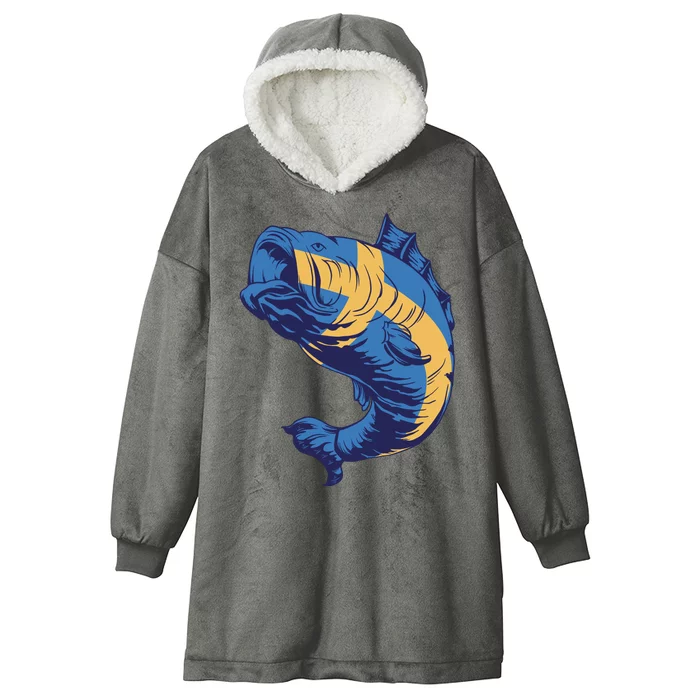 Swedish Flag Fish Hooded Wearable Blanket