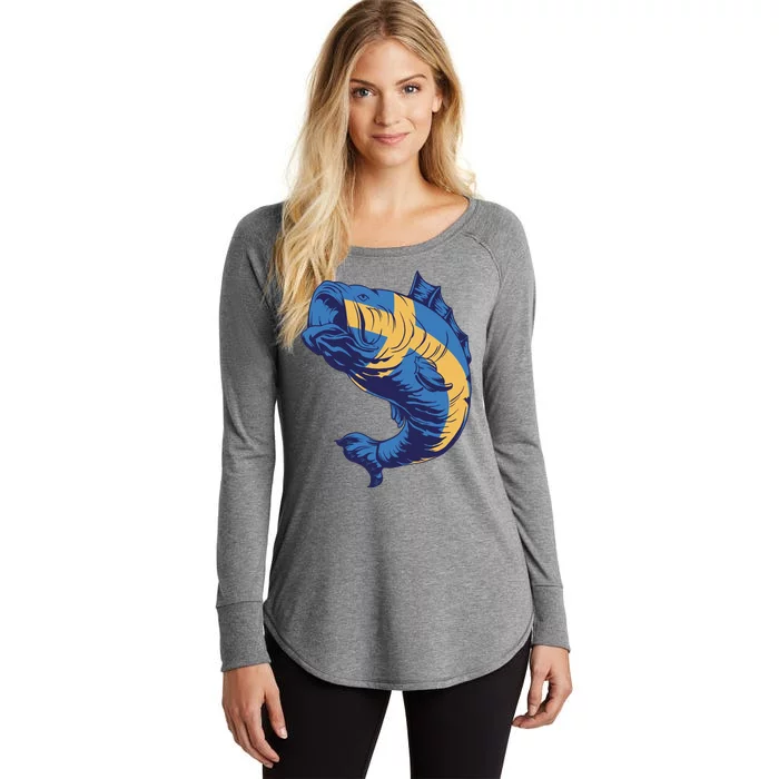 Swedish Flag Fish Women's Perfect Tri Tunic Long Sleeve Shirt