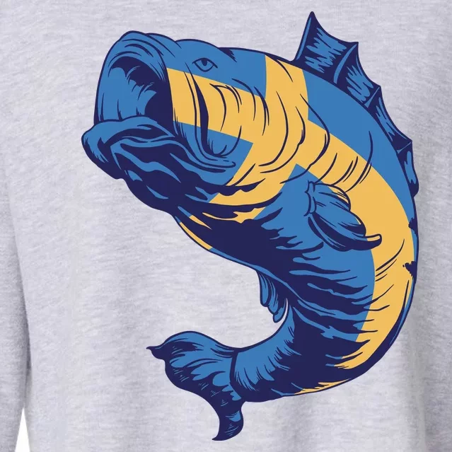 Swedish Flag Fish Cropped Pullover Crew